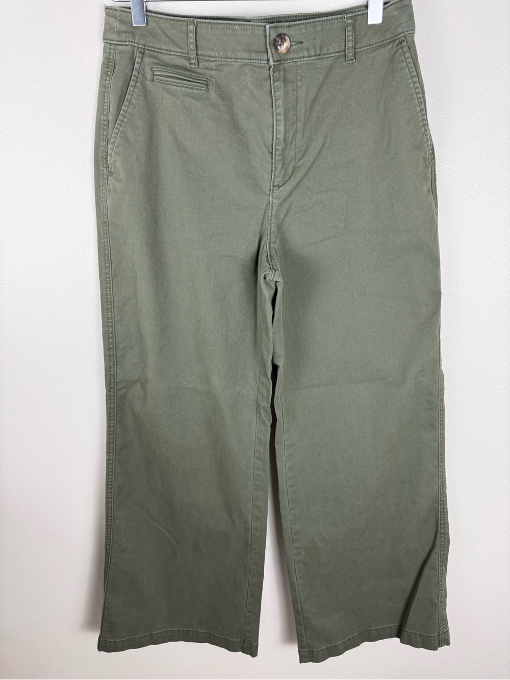 LOFT Olive Green Wide Leg Stretch Chino Pants